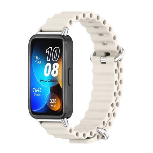 For Huawei Band 8 / 9 / 10 Mijobs Marine Silicone Breathable Watch Band(Grey+Silver) - Watch Bands by MIJOBS | Online Shopping UK | buy2fix