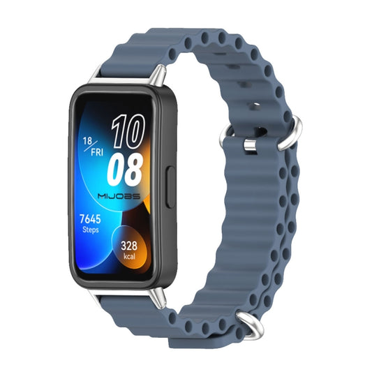 For Huawei Band 8 / 9 / 10 Mijobs Marine Silicone Breathable Watch Band(Space Blue+Silver) - Watch Bands by MIJOBS | Online Shopping UK | buy2fix