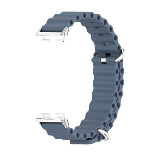 For Huawei Band 8 / 9 / 10 Mijobs Marine Silicone Breathable Watch Band(Space Blue+Silver) - Watch Bands by MIJOBS | Online Shopping UK | buy2fix