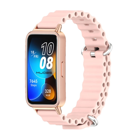 For Huawei Band 8 / 9 / 10 Mijobs Marine Silicone Breathable Watch Band(Pink+Rose Gold) - Watch Bands by MIJOBS | Online Shopping UK | buy2fix