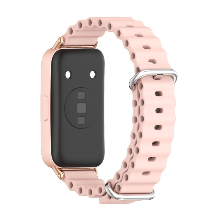 For Huawei Band 8 / 9 / 10 Mijobs Marine Silicone Breathable Watch Band(Pink+Rose Gold) - Watch Bands by MIJOBS | Online Shopping UK | buy2fix
