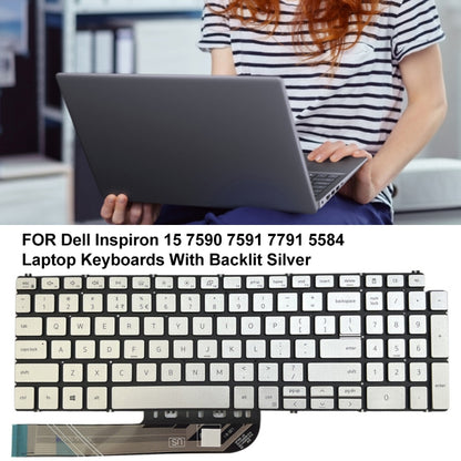 For Dell Inspiron 15 7590 / 7791 / 5584 US Version Backlight Laptop Keyboard(Silver) by buy2fix