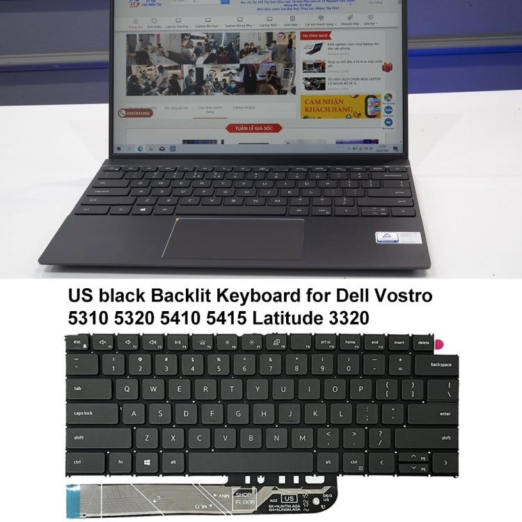 For Dell Vostro 5310 5320 5410 Latitude 3320 3420 US Version Backlight Laptop Keyboard(Black) by buy2fix