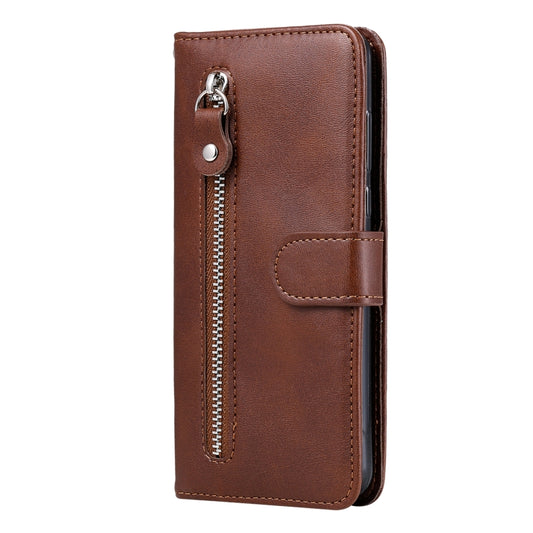 For Xiaomi Redmi 12 4G Fashion Calf Texture Zipper Leather Phone Case(Brown) - Xiaomi Cases by buy2fix | Online Shopping UK | buy2fix