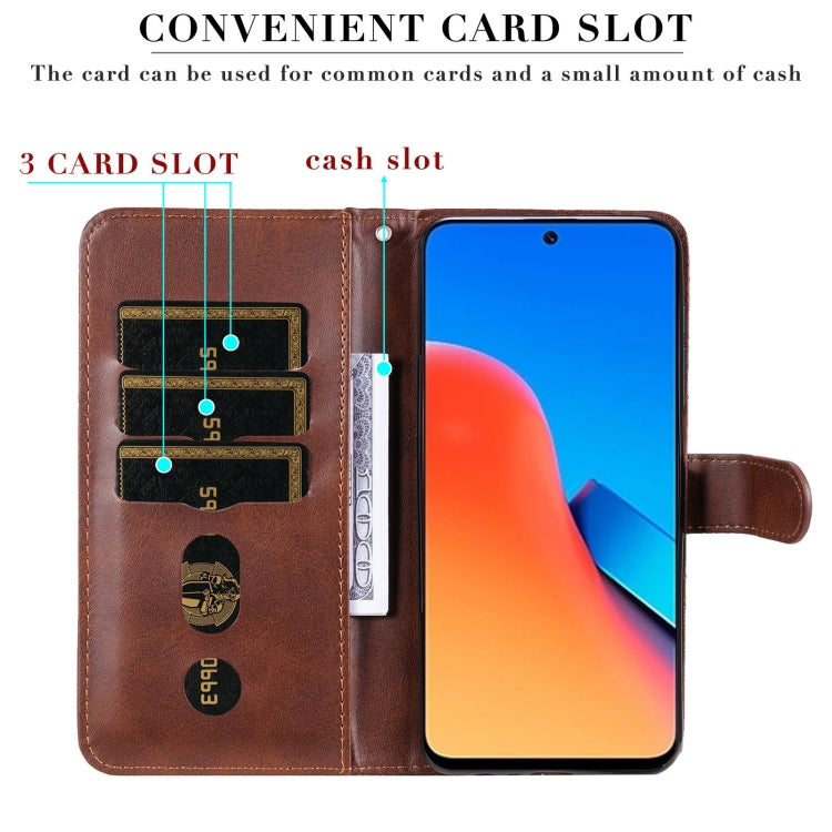 For Xiaomi Redmi 12 4G Fashion Calf Texture Zipper Leather Phone Case(Brown) - Xiaomi Cases by buy2fix | Online Shopping UK | buy2fix