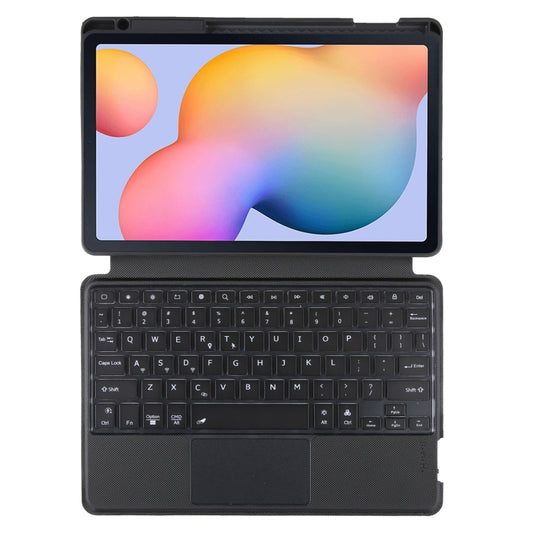 T610B-AS Pivot Backlight Upper Pen Tray Bluetooth Keyboard Leather Case For Samsung Galaxy Tab S6 Lite 10.4 P610/615(Black) - For Samsung by buy2fix | Online Shopping UK | buy2fix