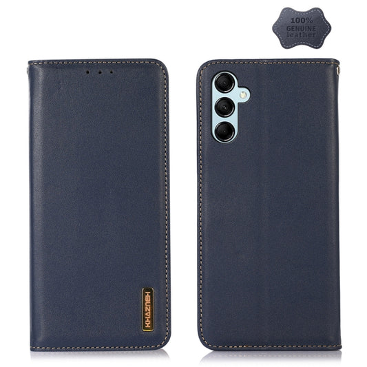 For Samsung Galaxy M34 5G KHAZNEH Nappa Top Layer Cowhide Leather Phone Case(Blue) by buy2fix