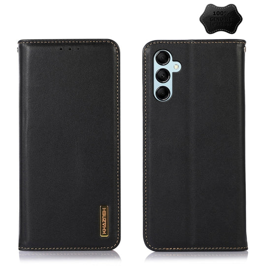 For Samsung Galaxy M34 5G KHAZNEH Nappa Top Layer Cowhide Leather Phone Case(Black)
