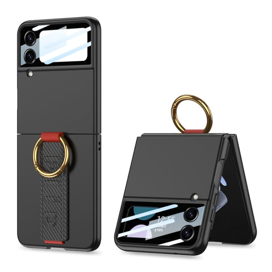 For Samsung Galaxy Z Flip3 5G GKK Integrated Ultrathin Shockproof Phone Case with Ring Wrist Strap(Carbon Fiber)