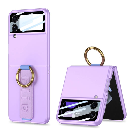 For Samsung Galaxy Z Flip3 5G GKK Integrated Ultrathin Shockproof Phone Case with Ring Wrist Strap(Purple)