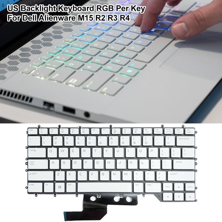 For Dell Alienware M15 / R3 / R4 US Version RGB Backlight Laptop Keyboard(White 0Y00RH) by buy2fix