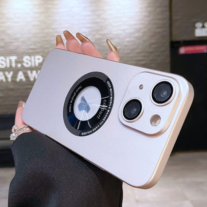 For iPhone 14 Electroplating Oil Injection Magsafe Magnetic PC Phone Case(Silver) by buy2fix