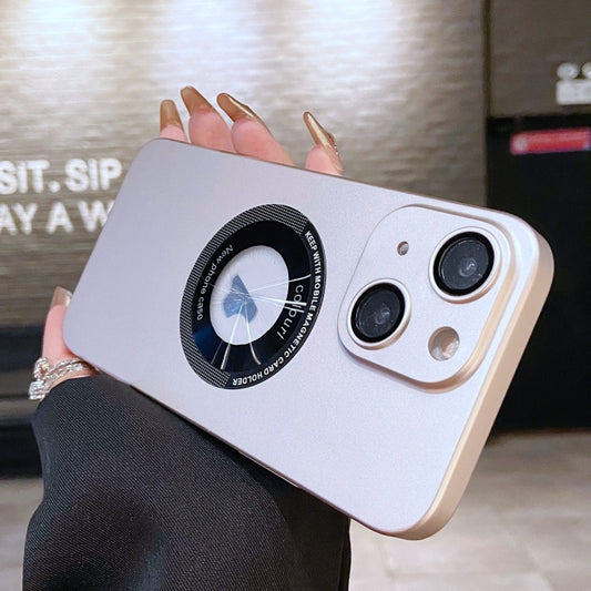 For iPhone 14 Electroplating Oil Injection Magsafe Magnetic PC Phone Case(Silver) by buy2fix