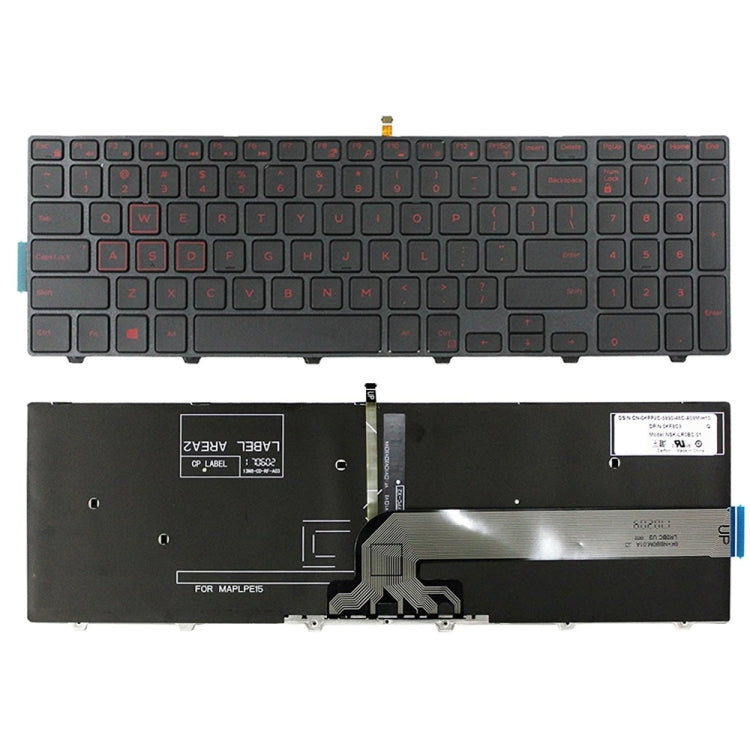 Backlight Laptop Keyboard For Dell 15-9550 / 15-3000 / 15-5542(Red Word) by buy2fix