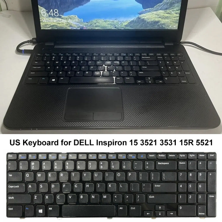 For Dell Inspiron 15 3521 3531 15R 5521 5537 US Version Laptop Keyboard(Black) by buy2fix