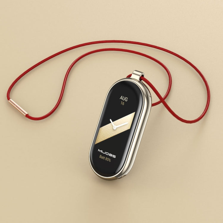 For Xiaomi Smart Band 10 / 9 / 8 Mijobs Stainless Steel Buckle Wax Rope Necklace(Red+Light Gold) - Watch Bands by MIJOBS | Online Shopping UK | buy2fix