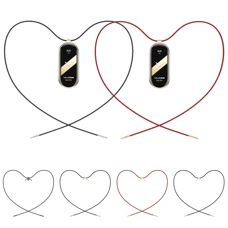 For Xiaomi Smart Band 10 / 9 / 8 Mijobs Stainless Steel Buckle Wax Rope Necklace(Black) - Watch Bands by MIJOBS | Online Shopping UK | buy2fix