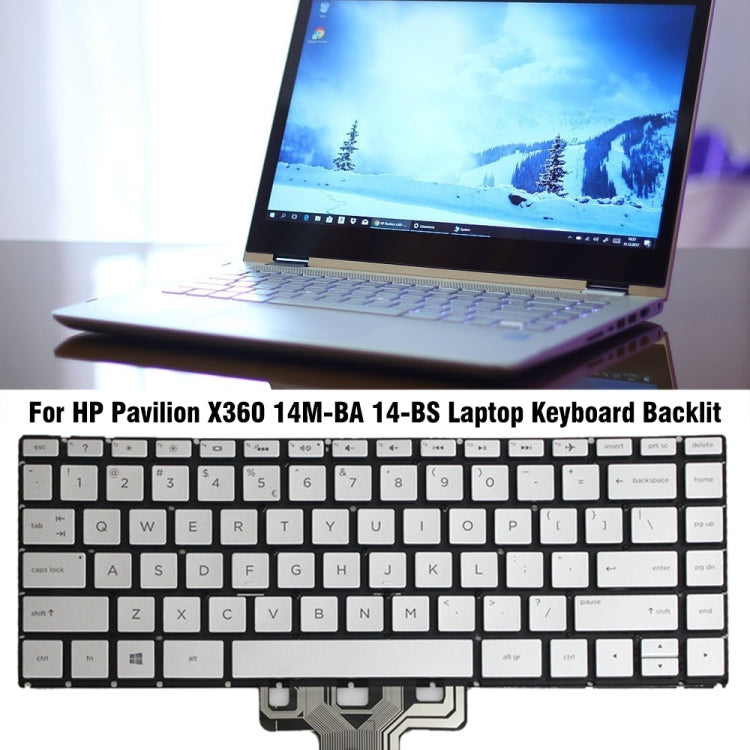 For HP 14M-BA 14-BS US Version Laptop Backlight Keyboard(Silver) by buy2fix