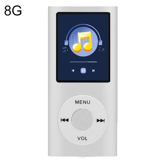 1.8 inch TFT Screen Metal MP4 Player With 8G TF Card+Earphone+Cable(Silver) - MP4 Player by buy2fix | Online Shopping UK | buy2fix