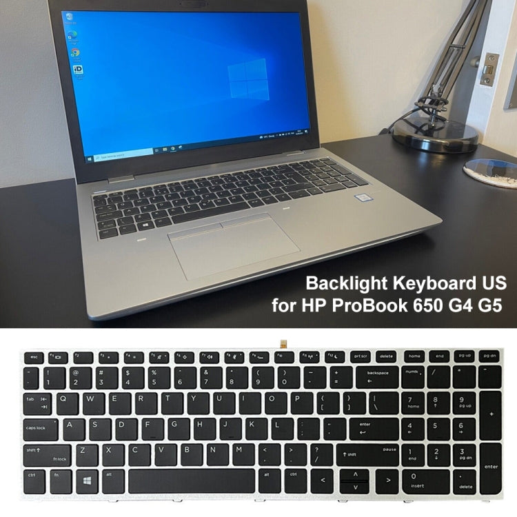 For HP ProBook 650 G4 Silver Frame US Version Laptop Backlight Keyboard by buy2fix