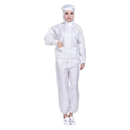 Striped Anti-static Split Hood Dust-proof Work Suit, Size:L(White)