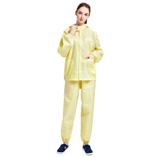 Striped Anti-static Split Hood Dust-proof Work Suit, Size:L(Yellow)