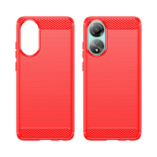 For OPPO A78 4G Brushed Texture Carbon Fiber TPU Phone Case(Red) by buy2fix