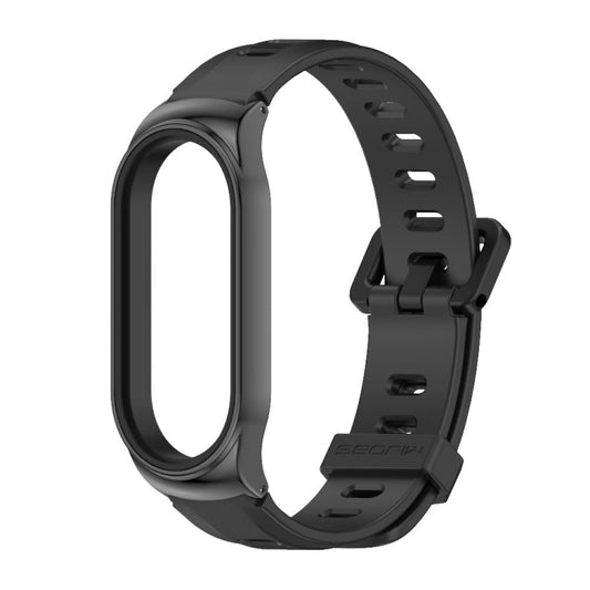 For Xiaomi Mi Band 8 Mijobs CS Case Flat Hole Silicone Watch Band(Black) - Watch Bands by MIJOBS | Online Shopping UK | buy2fix