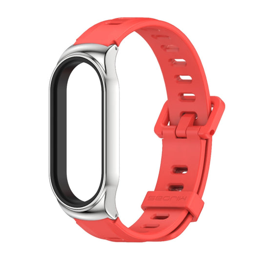 For Xiaomi Mi Band 8 Mijobs CS Case Flat Hole Silicone Watch Band(Red Silver) - Watch Bands by MIJOBS | Online Shopping UK | buy2fix