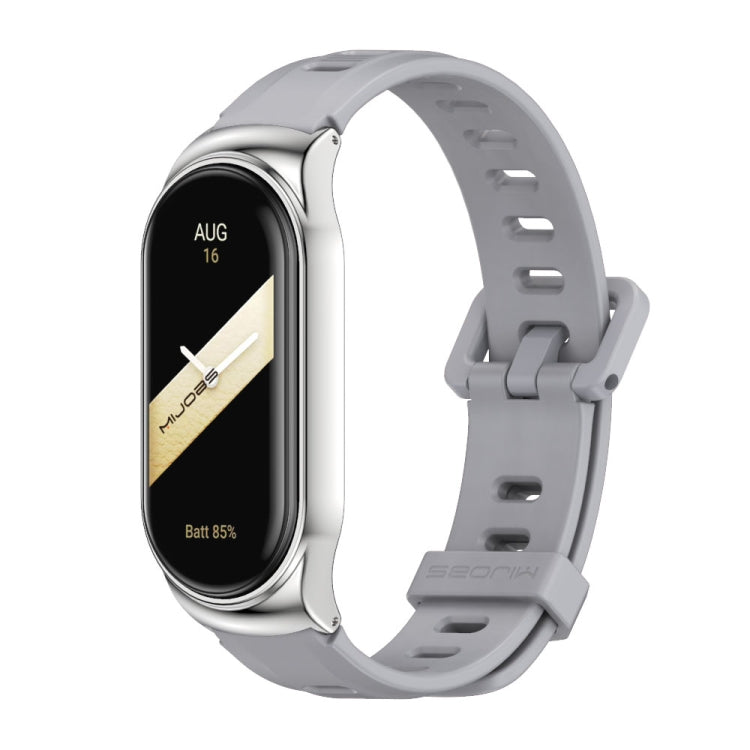 For Xiaomi Mi Band 8 Mijobs CS Case Flat Hole Silicone Watch Band(Grey Silver) - Watch Bands by MIJOBS | Online Shopping UK | buy2fix