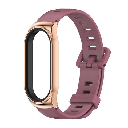 For Xiaomi Mi Band 8 Mijobs CS Case Flat Hole Silicone Watch Band(Wine Red Rose Gold) - Watch Bands by MIJOBS | Online Shopping UK | buy2fix