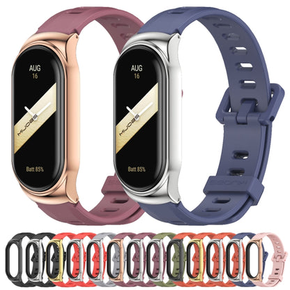 For Xiaomi Mi Band 8 Mijobs CS Case Flat Hole Silicone Watch Band(Red Silver) - Watch Bands by MIJOBS | Online Shopping UK | buy2fix