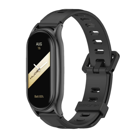 For Xiaomi Mi Band 8 Mijobs Plus Case Flat Hole Silicone Watch Band(Black) - Watch Bands by MIJOBS | Online Shopping UK | buy2fix