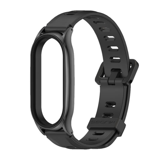 For Xiaomi Mi Band 8 Mijobs Plus Case Flat Hole Silicone Watch Band(Black) - Watch Bands by MIJOBS | Online Shopping UK | buy2fix