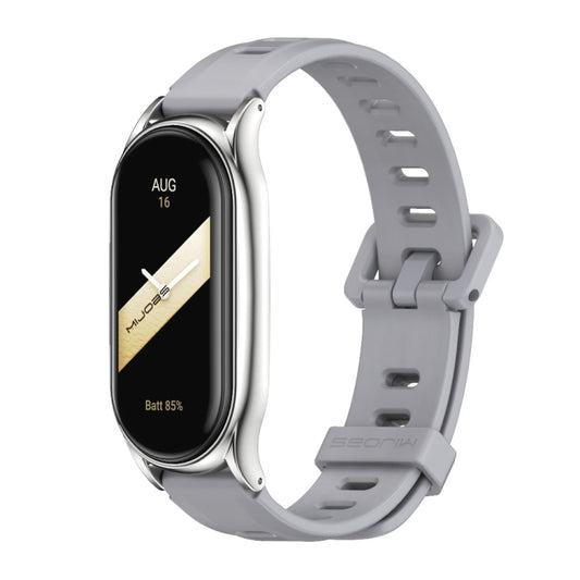 For Xiaomi Mi Band 8 Mijobs Plus Case Flat Hole Silicone Watch Band(Grey Silver) - Watch Bands by MIJOBS | Online Shopping UK | buy2fix