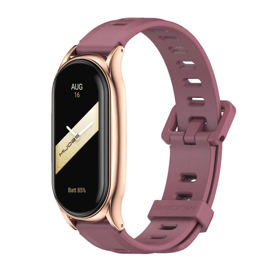For Xiaomi Mi Band 8 Mijobs Plus Case Flat Hole Silicone Watch Band(Wine Red Rose Gold) - Watch Bands by MIJOBS | Online Shopping UK | buy2fix