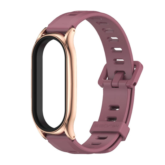 For Xiaomi Mi Band 8 Mijobs Plus Case Flat Hole Silicone Watch Band(Wine Red Rose Gold) - Watch Bands by MIJOBS | Online Shopping UK | buy2fix