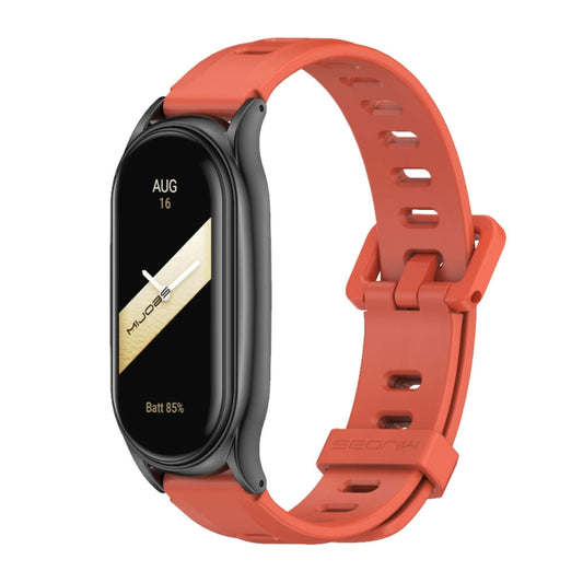 For Xiaomi Mi Band 8 Mijobs Plus Case Flat Hole Silicone Watch Band(Orange Black) - Watch Bands by MIJOBS | Online Shopping UK | buy2fix