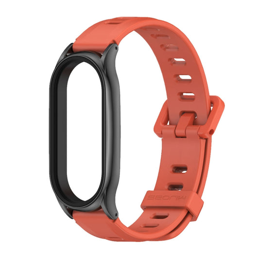 For Xiaomi Mi Band 8 Mijobs Plus Case Flat Hole Silicone Watch Band(Orange Black) - Watch Bands by MIJOBS | Online Shopping UK | buy2fix