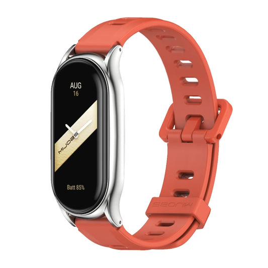 For Xiaomi Mi Band 8 Mijobs Plus Case Flat Hole Silicone Watch Band(Orange Silver) - Watch Bands by MIJOBS | Online Shopping UK | buy2fix