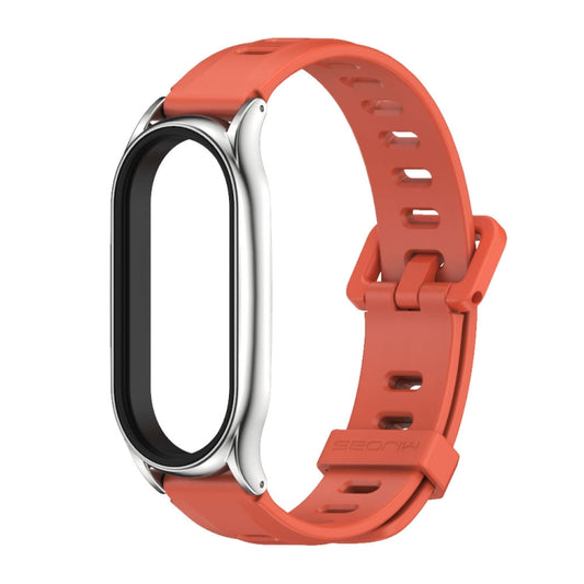 For Xiaomi Mi Band 8 Mijobs Plus Case Flat Hole Silicone Watch Band(Orange Silver) - Watch Bands by MIJOBS | Online Shopping UK | buy2fix