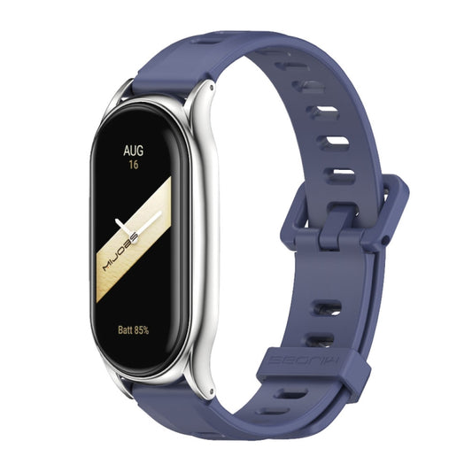 For Xiaomi Mi Band 8 Mijobs Plus Case Flat Hole Silicone Watch Band(Blue Silver) - Watch Bands by MIJOBS | Online Shopping UK | buy2fix