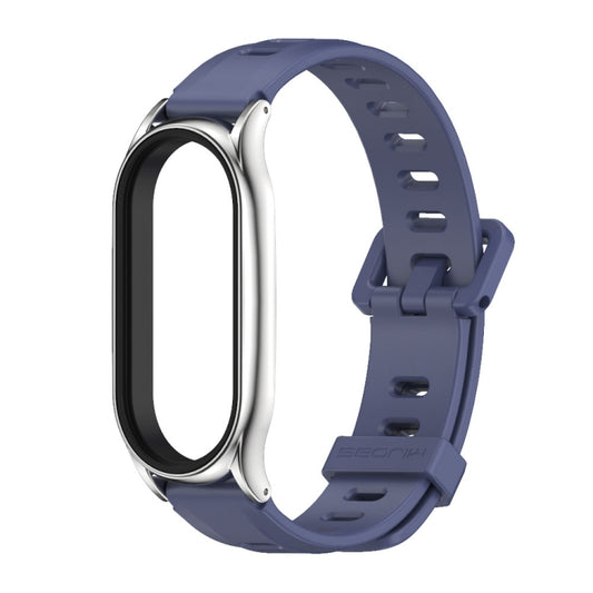 For Xiaomi Mi Band 8 Mijobs Plus Case Flat Hole Silicone Watch Band(Blue Silver) - Watch Bands by MIJOBS | Online Shopping UK | buy2fix