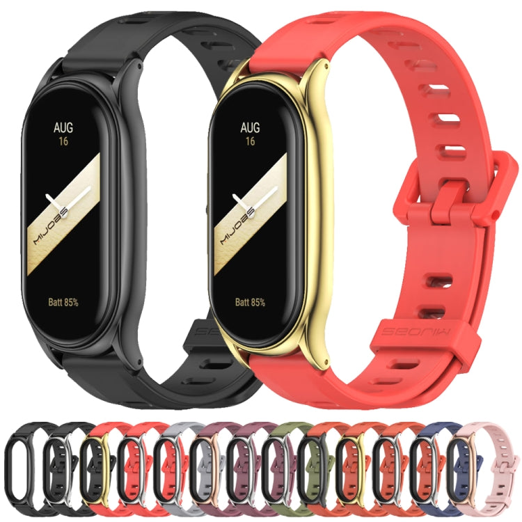 For Xiaomi Mi Band 8 Mijobs Plus Case Flat Hole Silicone Watch Band(Wine Red Rose Gold) - Watch Bands by MIJOBS | Online Shopping UK | buy2fix