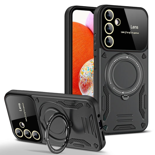 For Samsung Galaxy A14 5G Large Window MagSafe Holder Phone Case(Black) by buy2fix