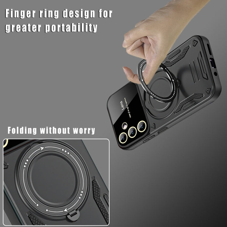 For Samsung Galaxy A14 5G Large Window MagSafe Holder Phone Case(Black) by buy2fix