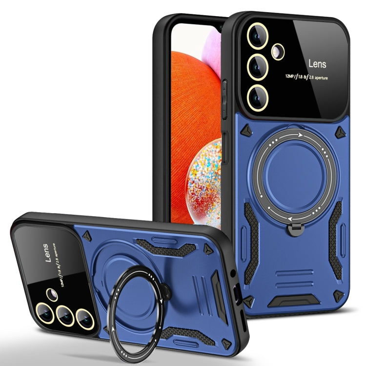 For Samsung Galaxy A14 5G Large Window MagSafe Holder Phone Case(Blue) by buy2fix