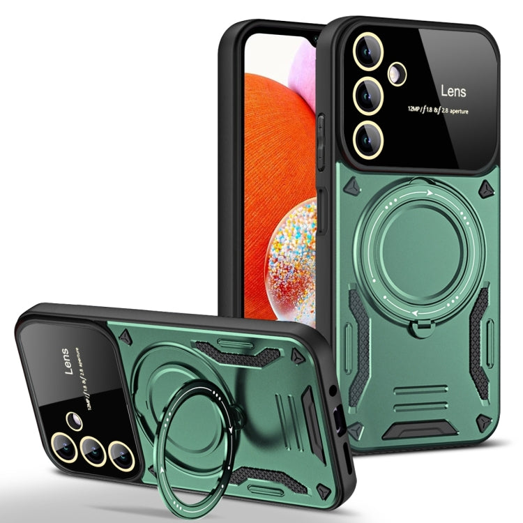 For Samsung Galaxy A14 5G Large Window MagSafe Holder Phone Case(Green) by buy2fix