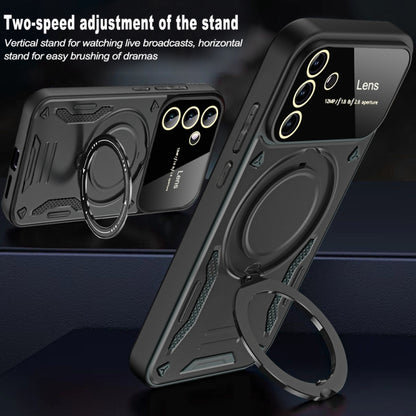 For Samsung Galaxy A34 5G Large Window MagSafe Holder Phone Case(Green) by buy2fix