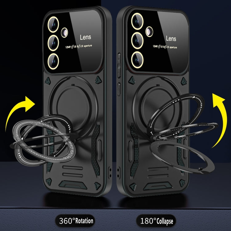 For Samsung Galaxy A34 5G Large Window MagSafe Holder Phone Case(Rose Gold) by buy2fix